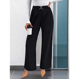 Women Loose Fit High-Rise Pleated Easy Wash Trousers