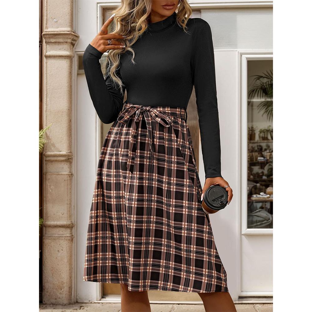 Women Checked Fit and Flare Dress