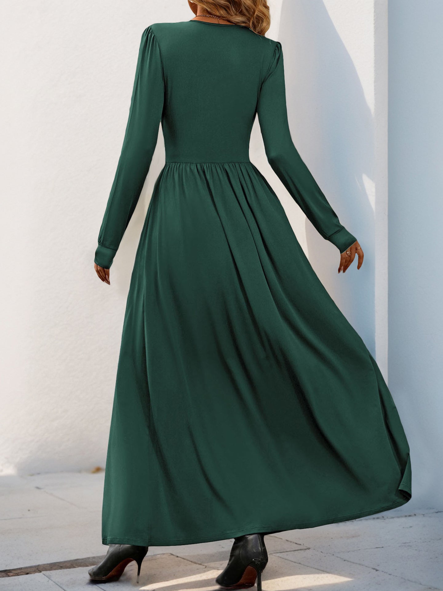 Fit & Flare Gathered or Pleated Maxi Dress