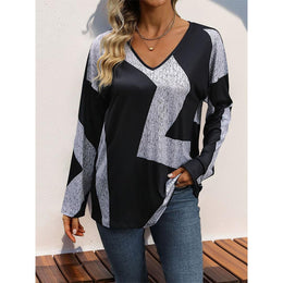 Women Abstract Printed V-Neck Top