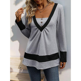 Women Solid V-Neck Top