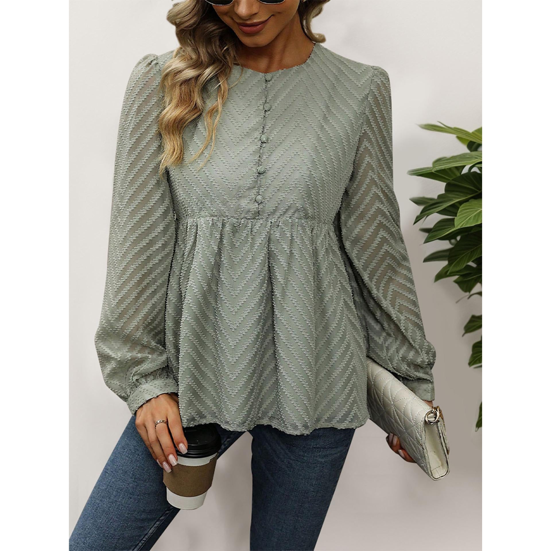 Women Self Design Round Neck Top
