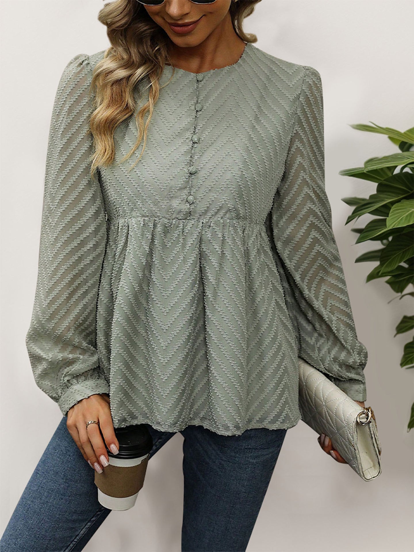 Women Self Design Round Neck Top