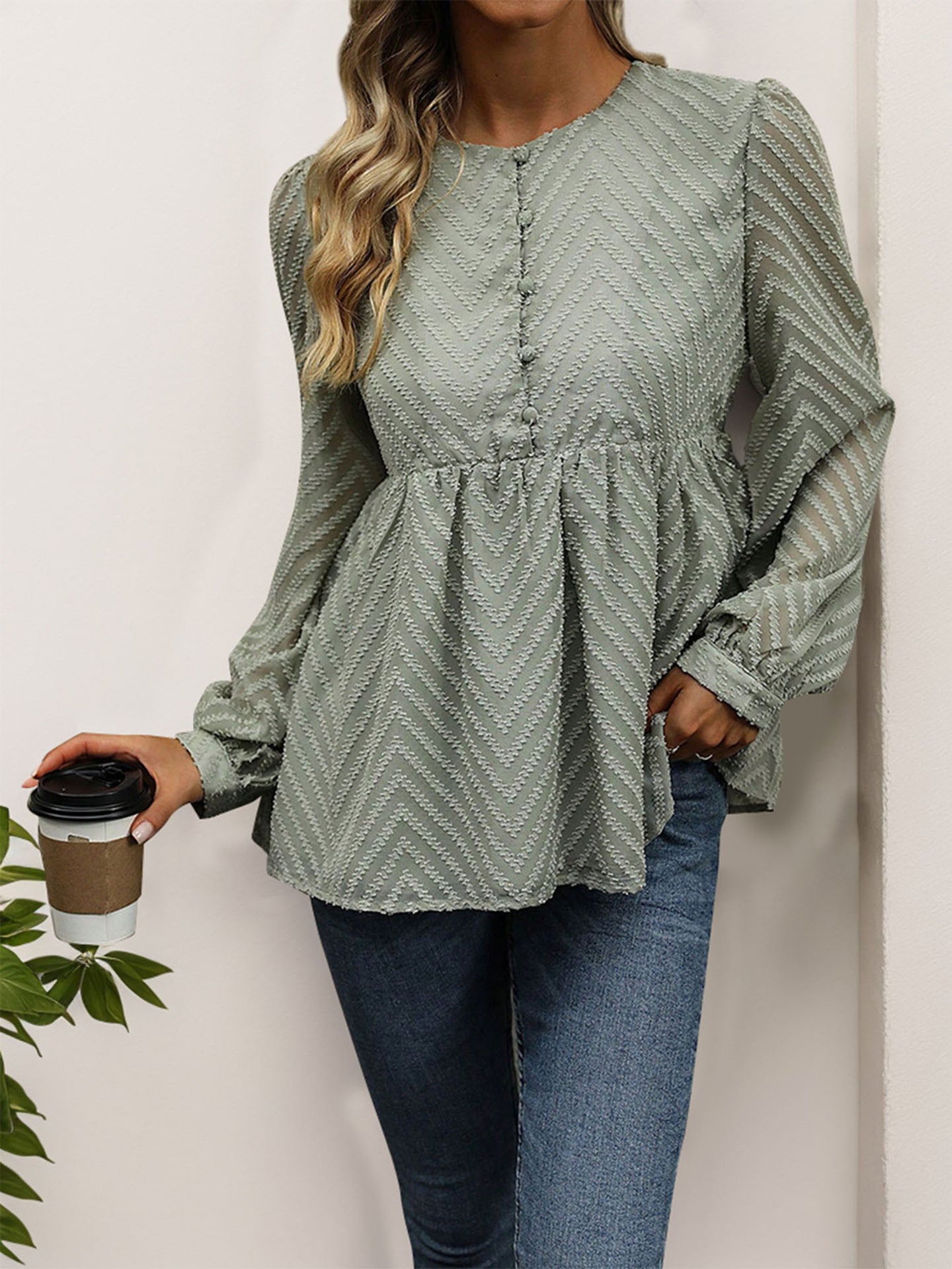 Women Self Design Round Neck Top