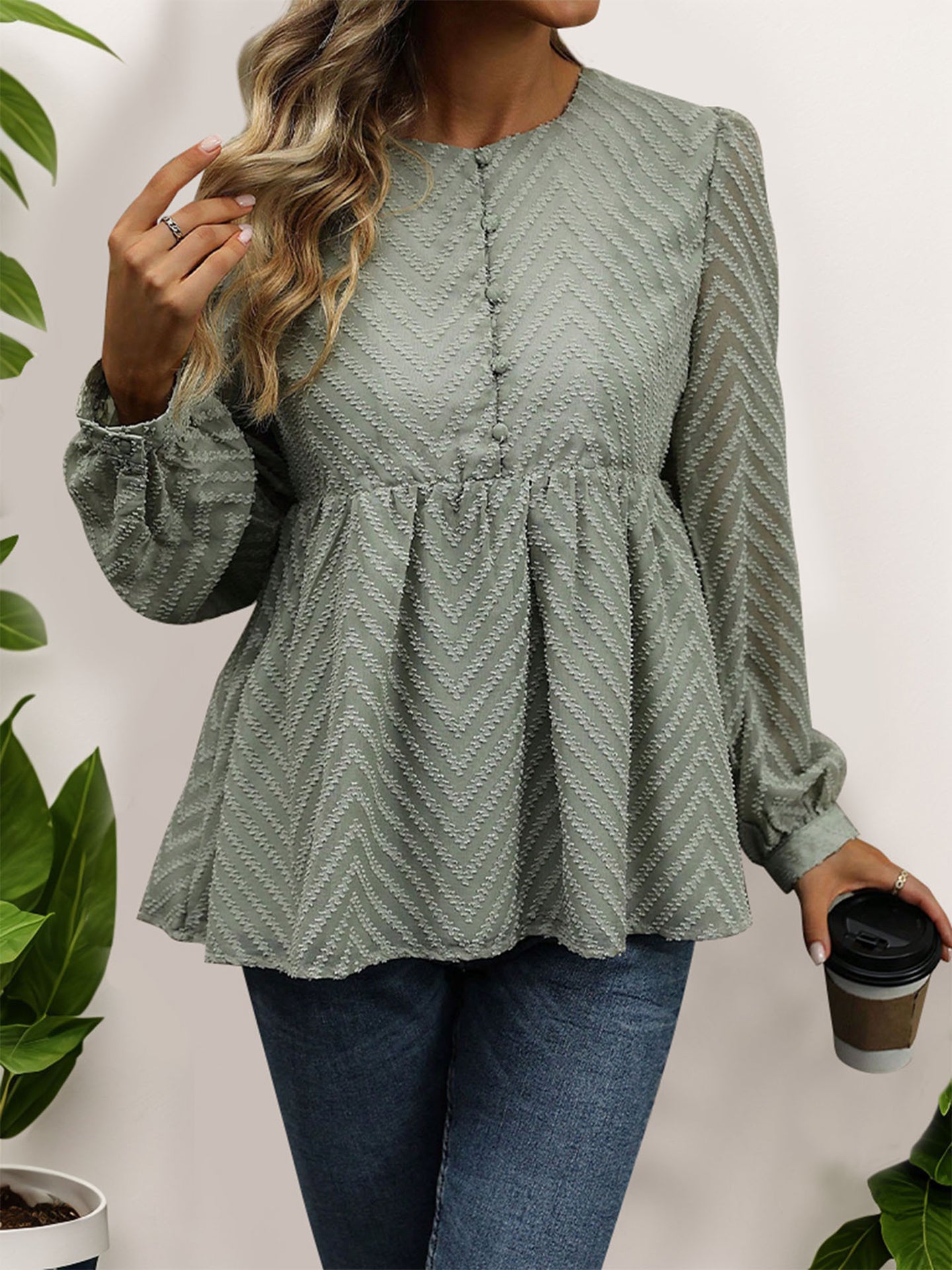Women Self Design Round Neck Top