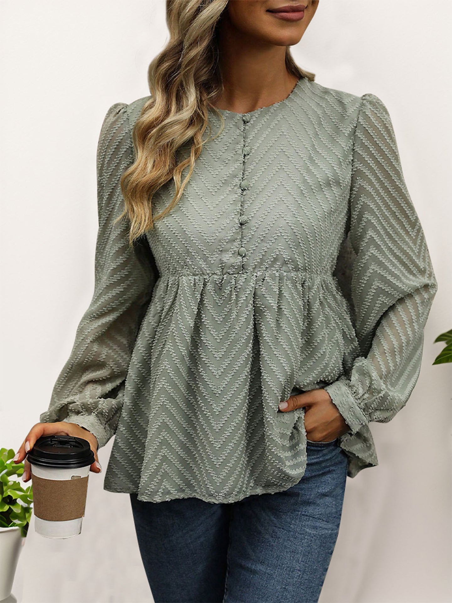 Women Self Design Round Neck Top