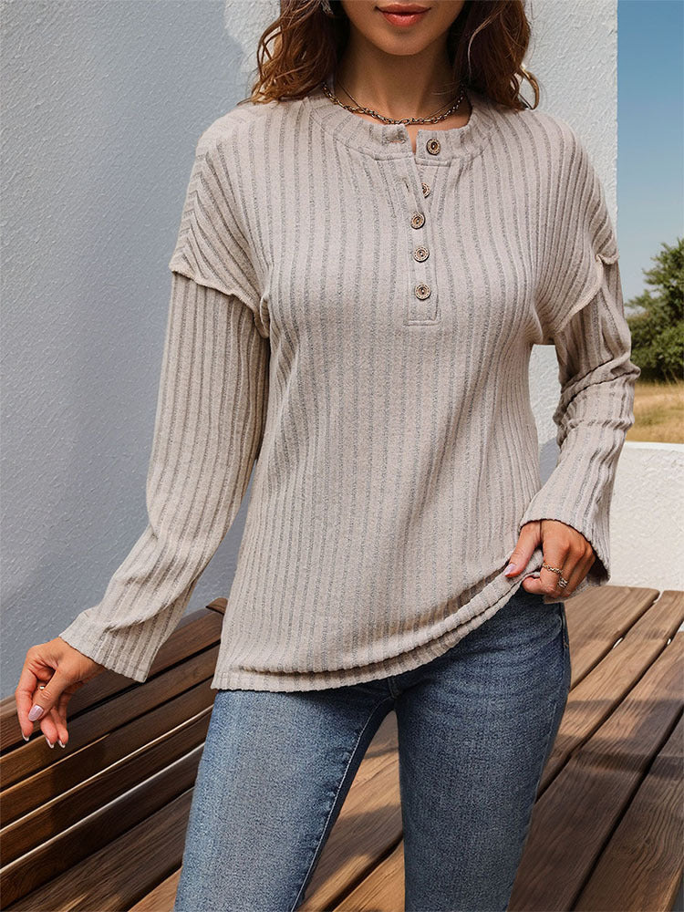 Women Vertical Striped Round Neck Top