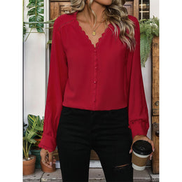 Women Solid V-Neck Top