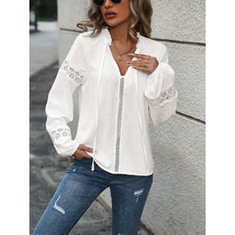 Women Crochet Tie-Up Neck Top