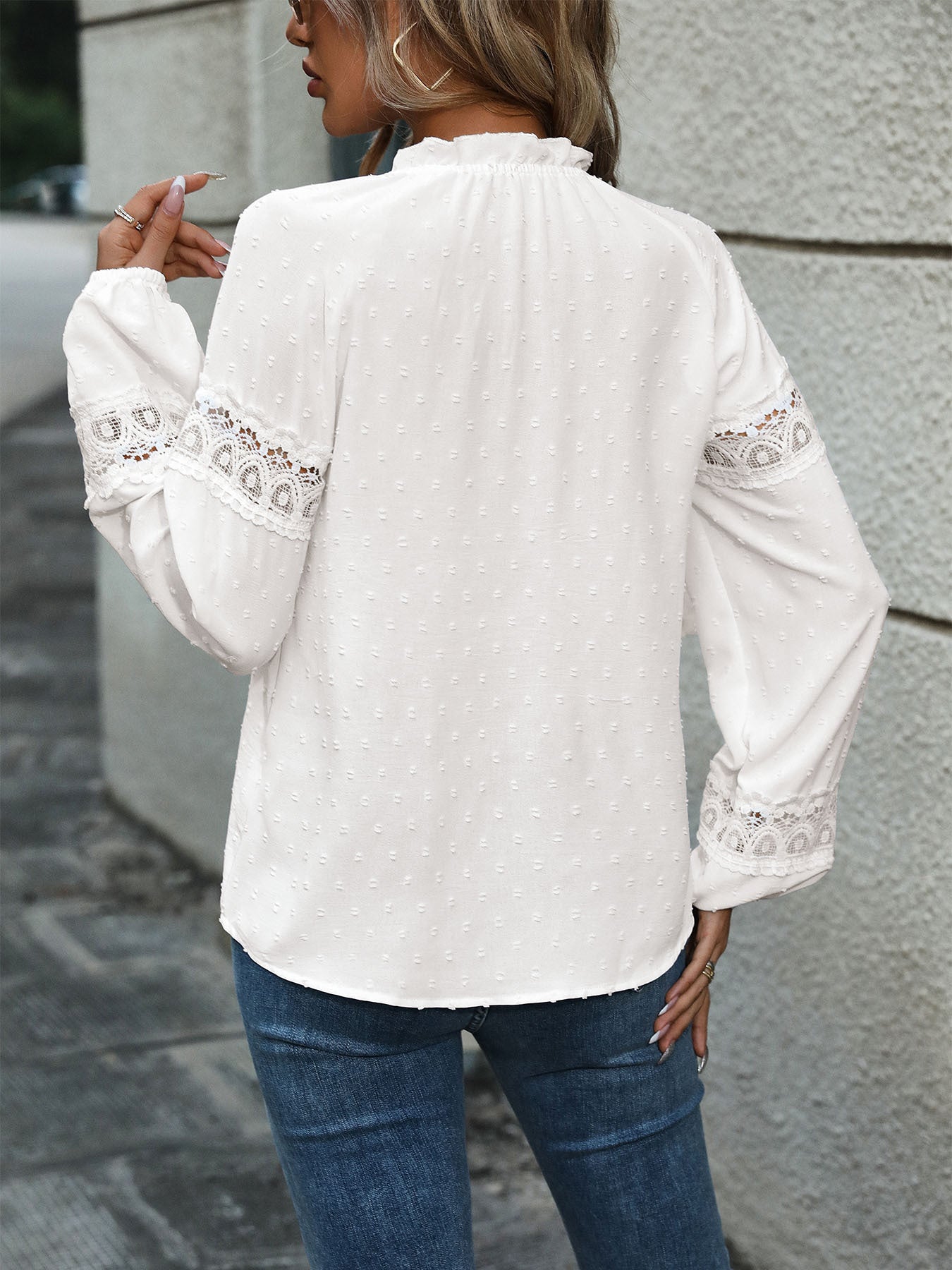 Women Crochet Tie-Up Neck Top