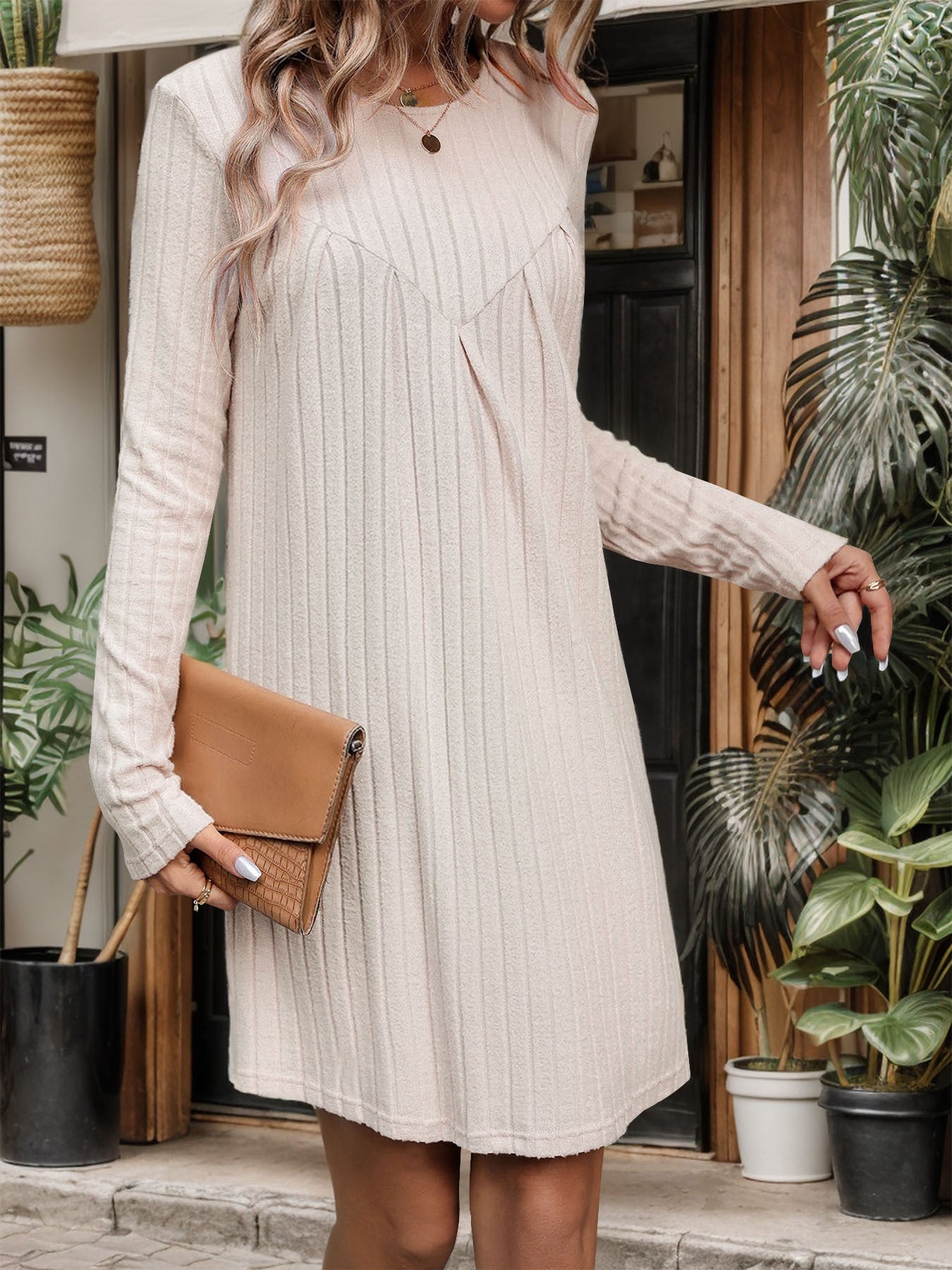 Striped Long Sleeves A-Line Dress