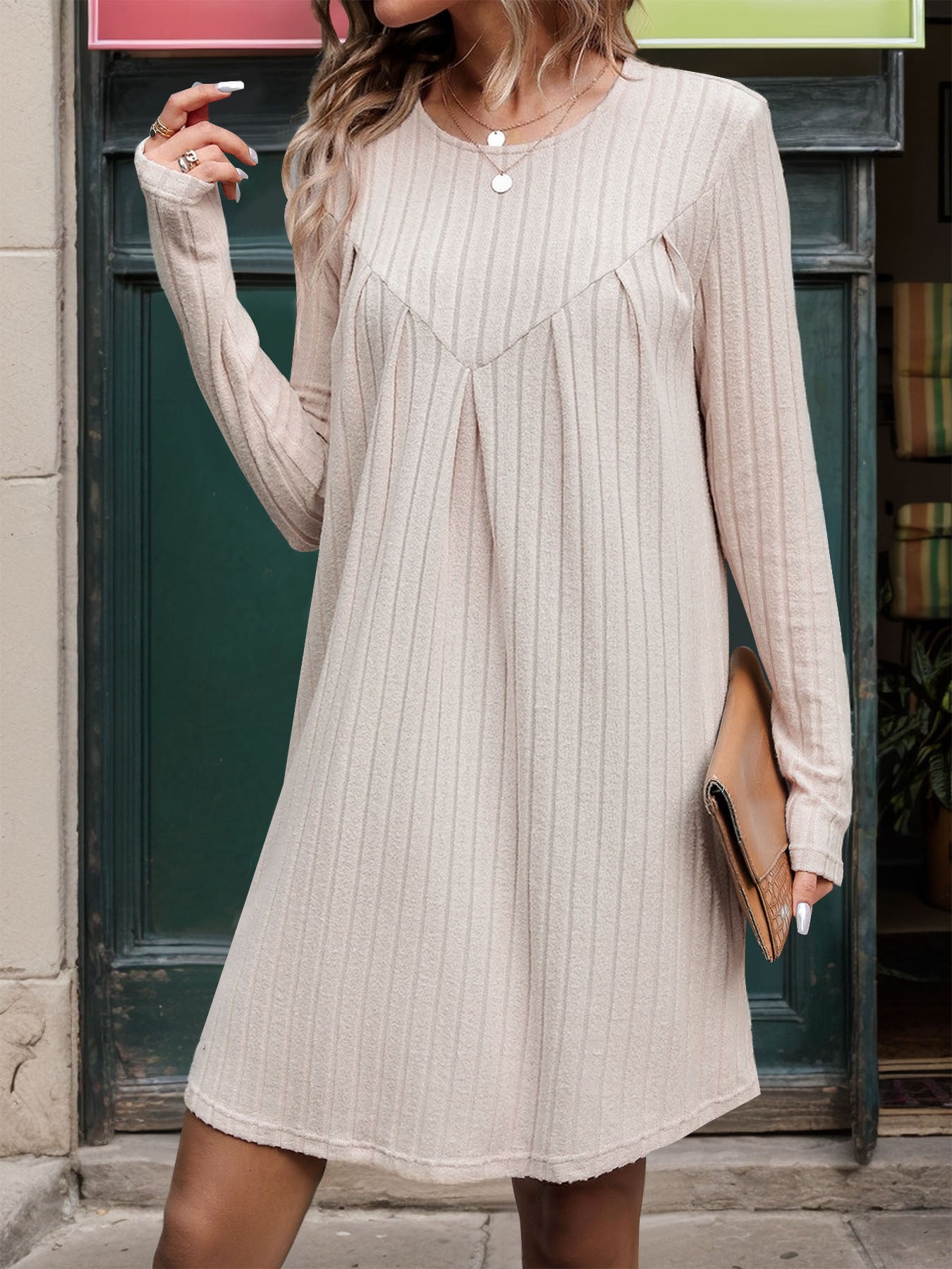 Striped Long Sleeves A-Line Dress