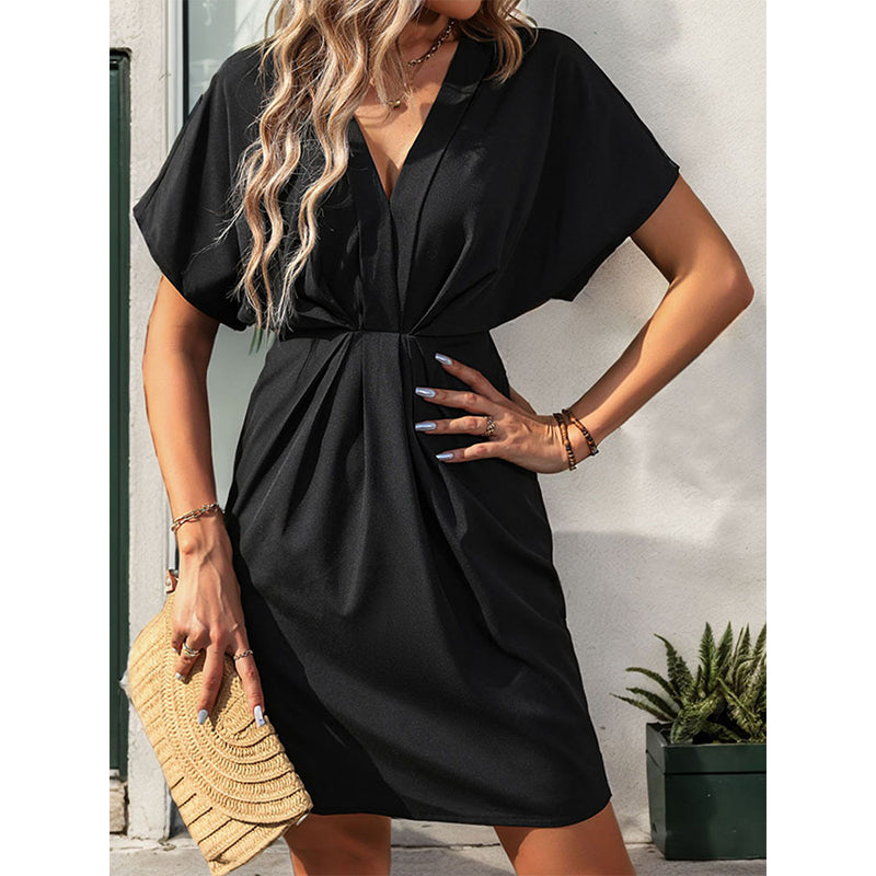 Extended Sleeves V-Neck Sheath Dress