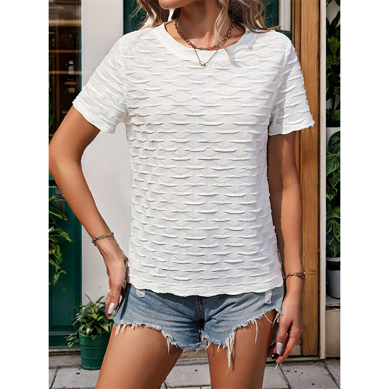 Self Design Round Neck Casual T-shirt