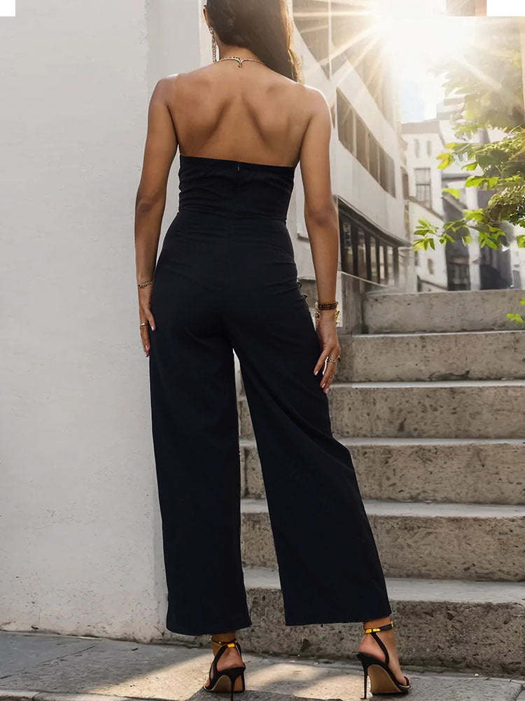 Black Strapless Sleeveless Basic Jumpsuit