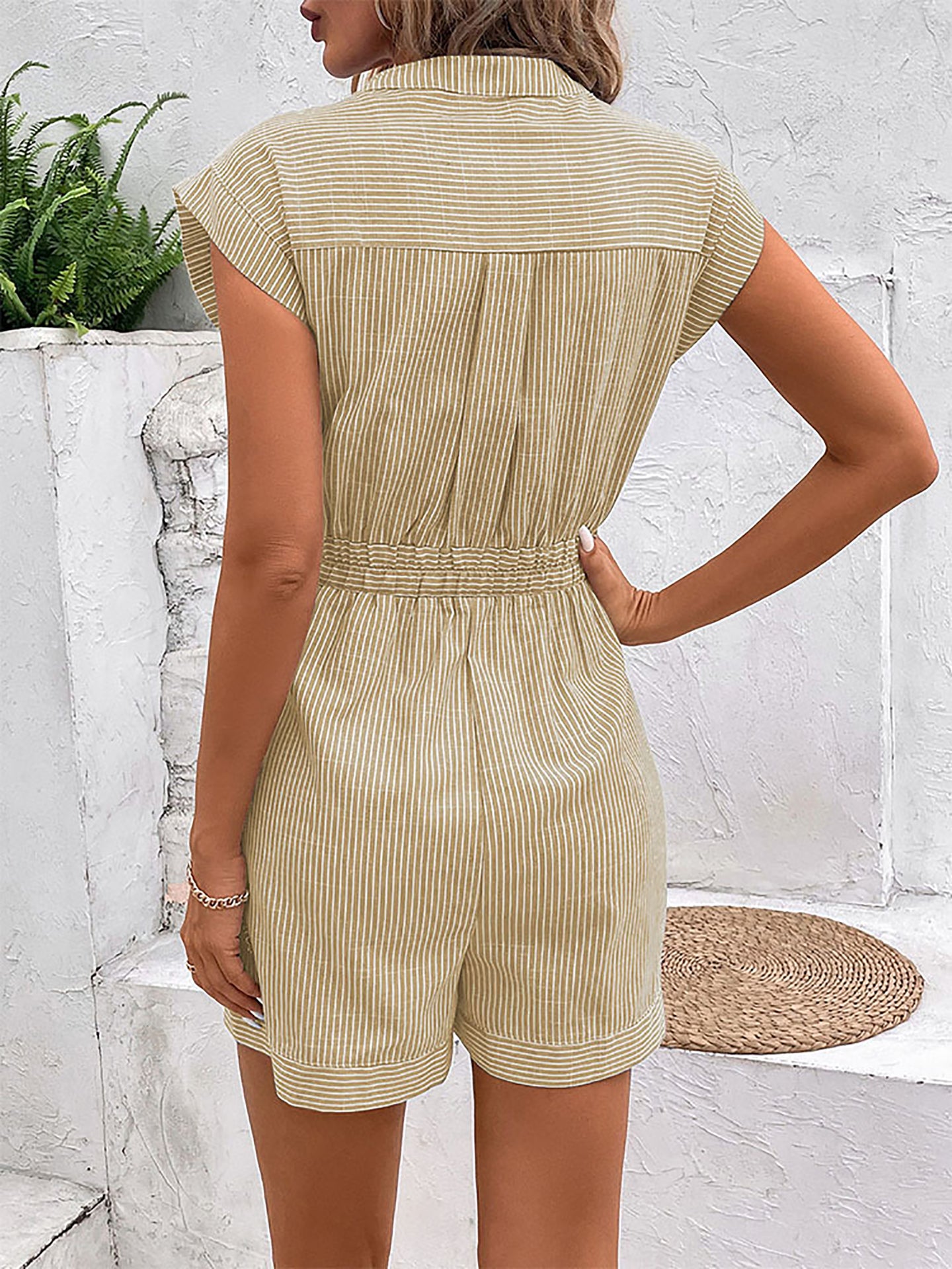 Mandarin Collar Solid Jumpsuit