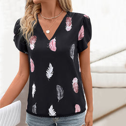 Floral Printed Puff Sleeves Casual Top