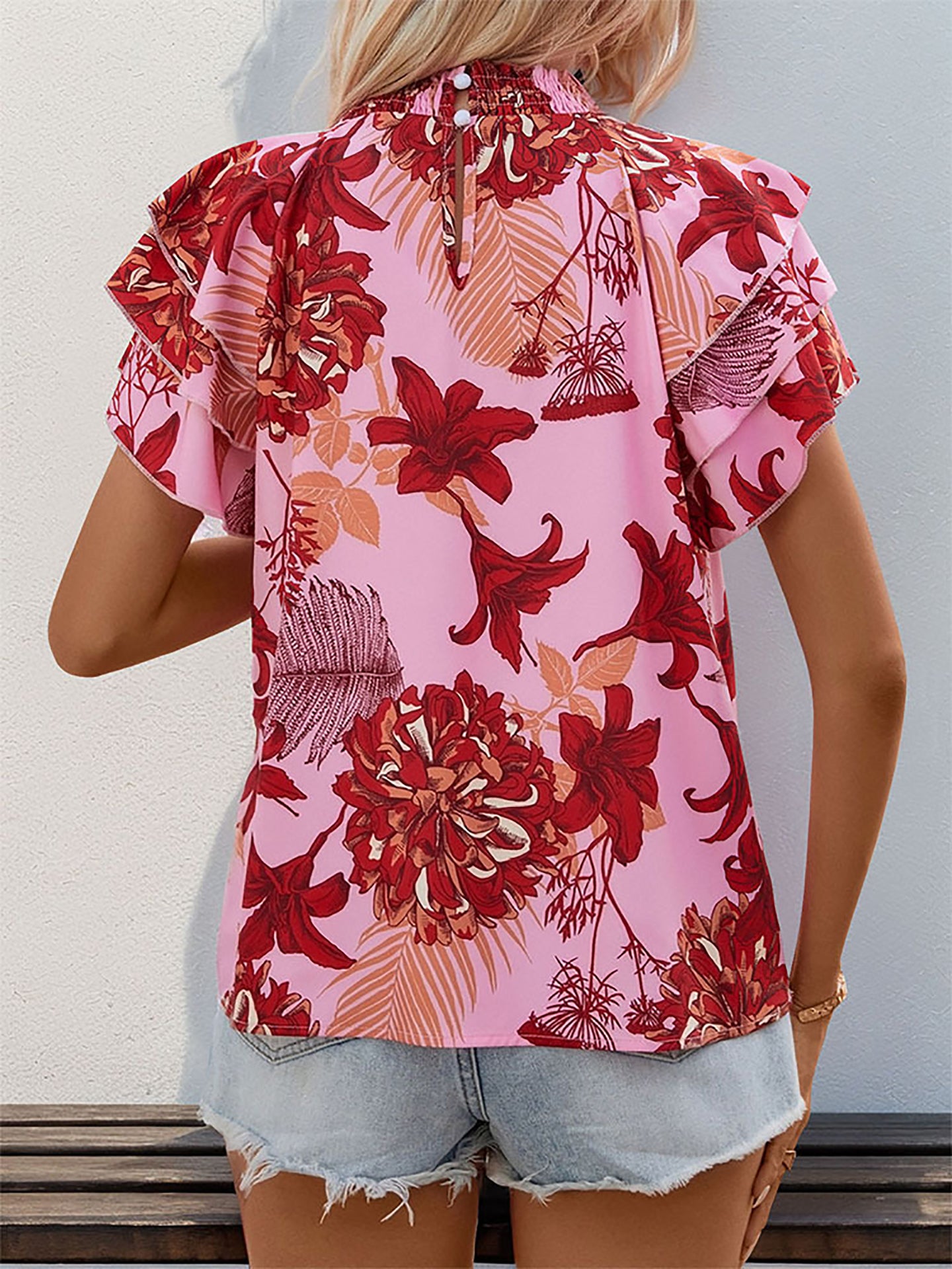 Women Floral High Neck Top