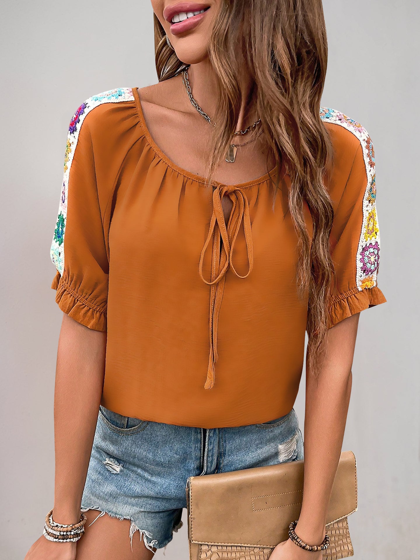 Tie Up Neck Regular Top