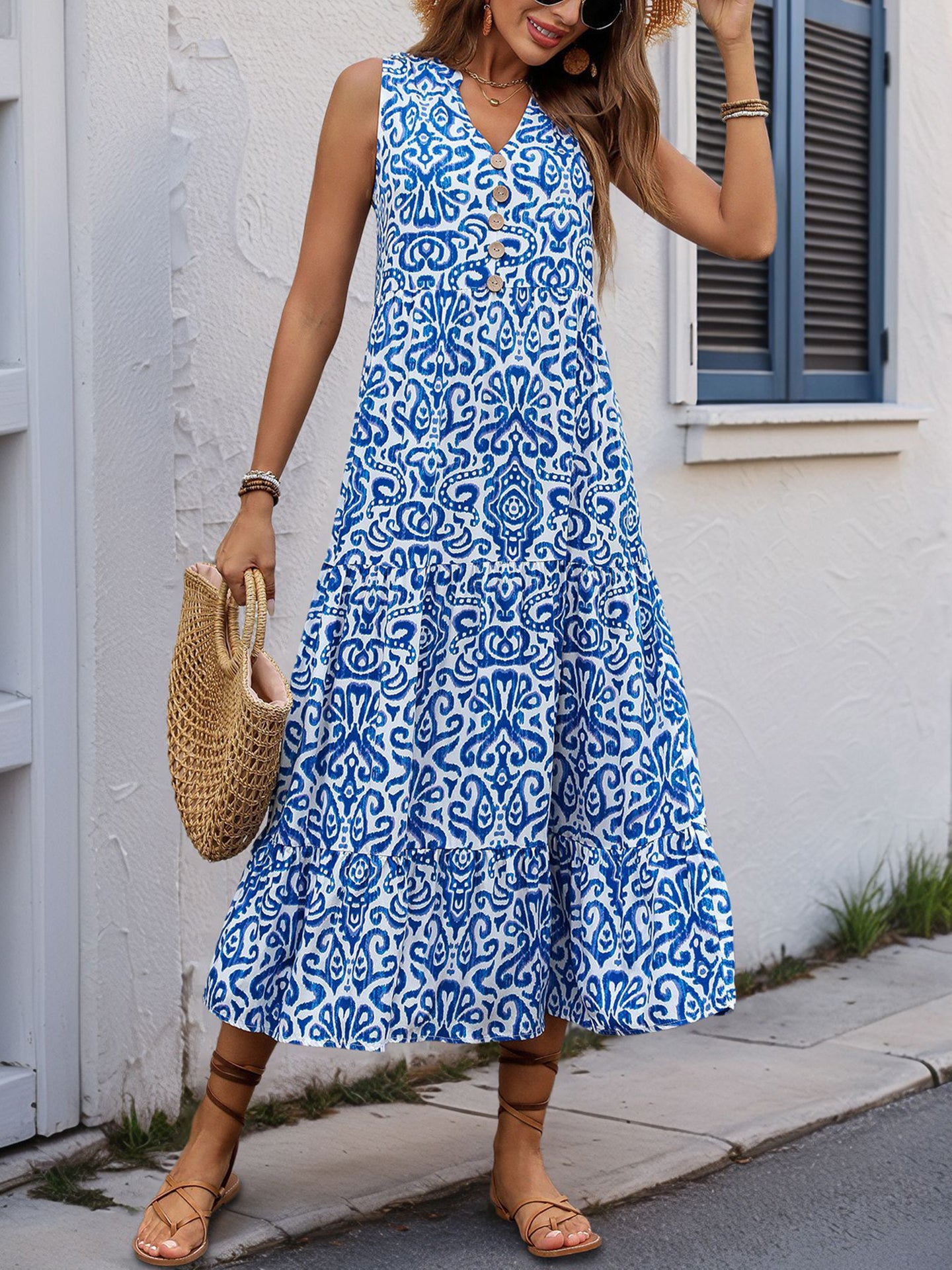 Ethnic Motifs Print A-Line Midi Dress