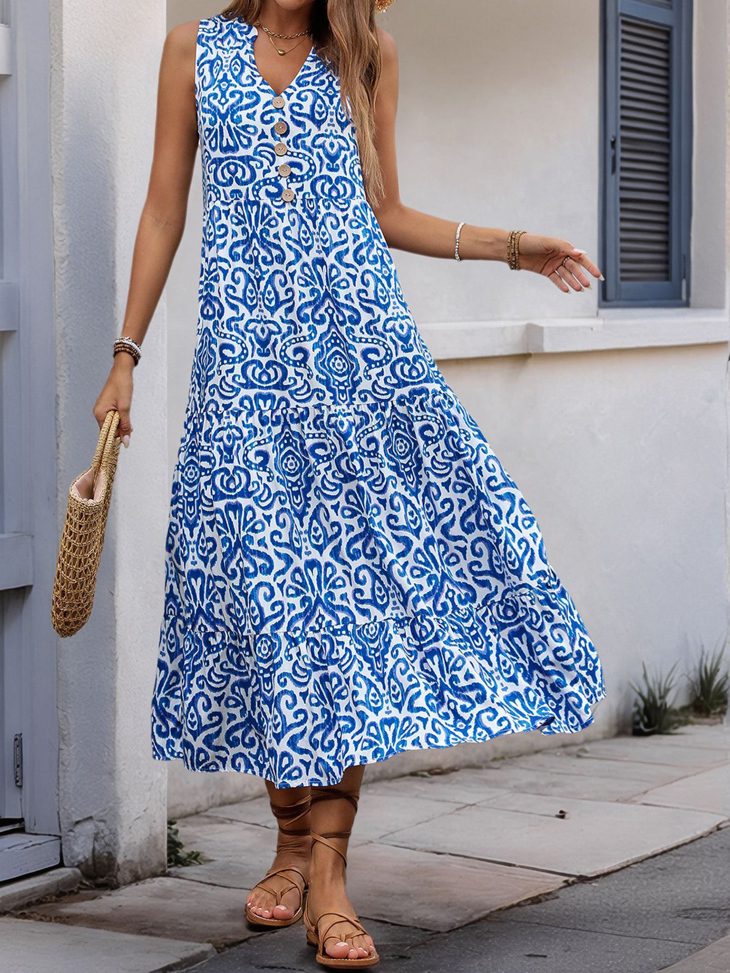 Ethnic Motifs Print A-Line Midi Dress