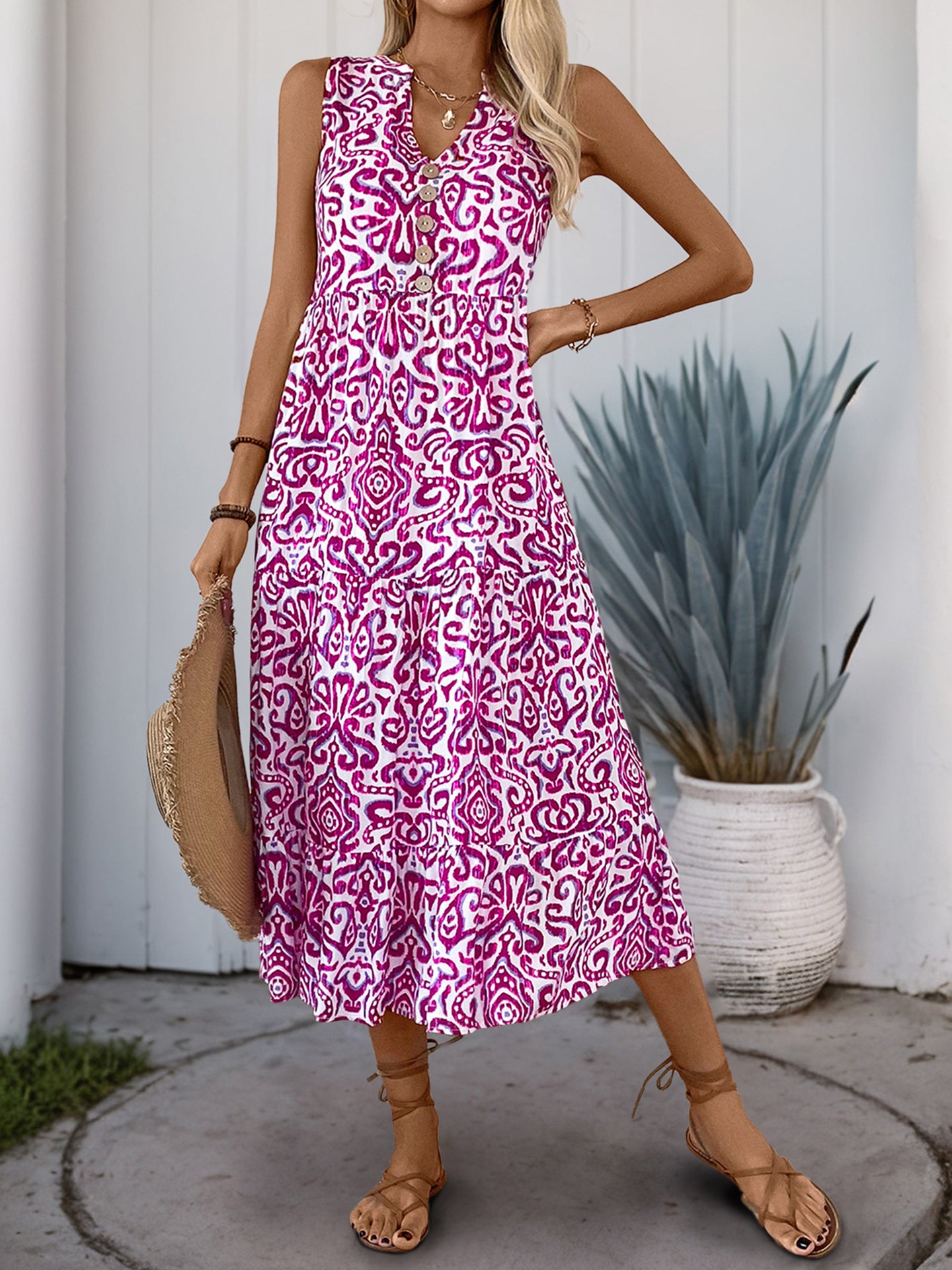 Ethnic Motifs Print A-Line Midi Dress