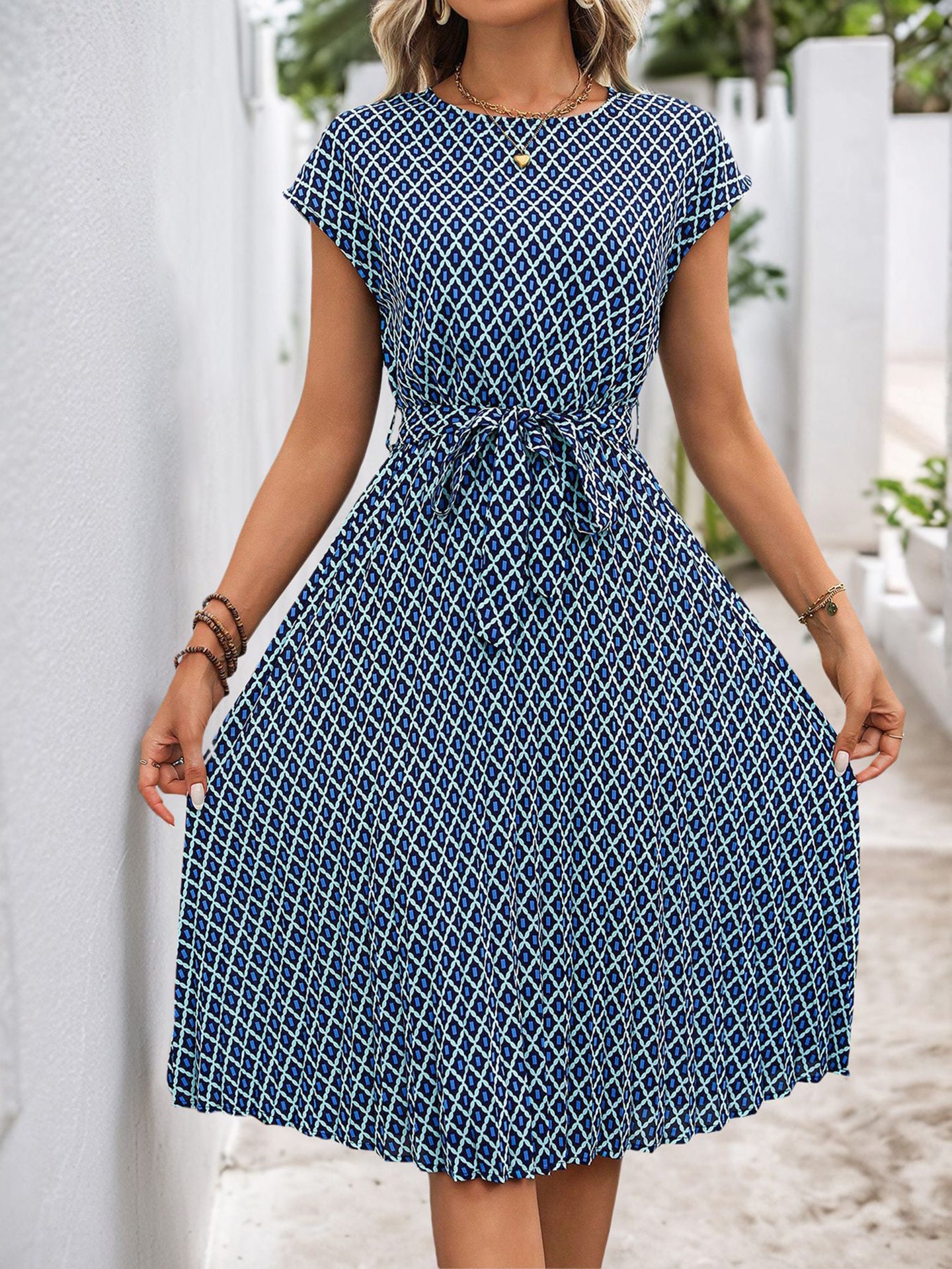 Print A-Line Midi Dress