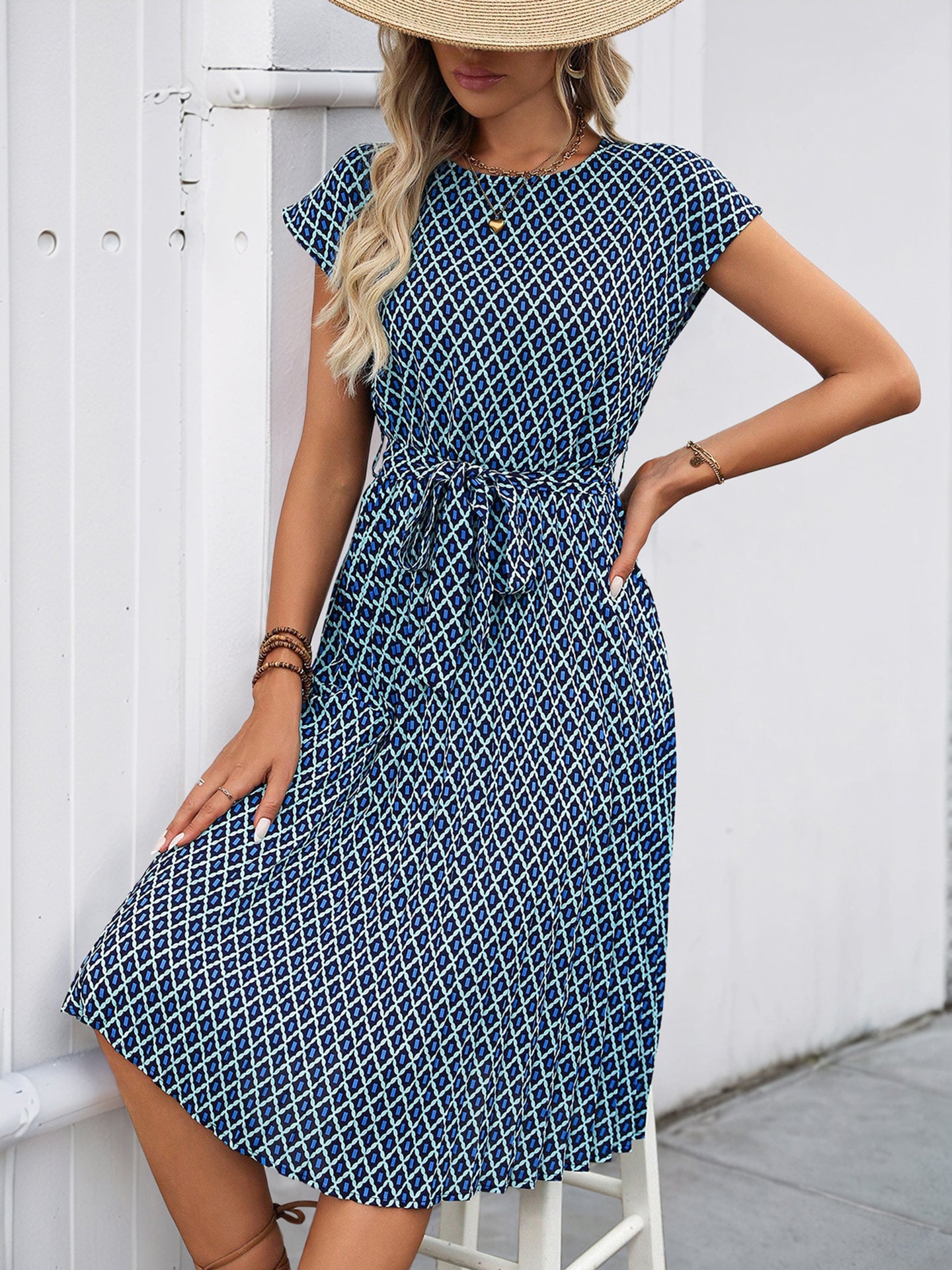 Print A-Line Midi Dress