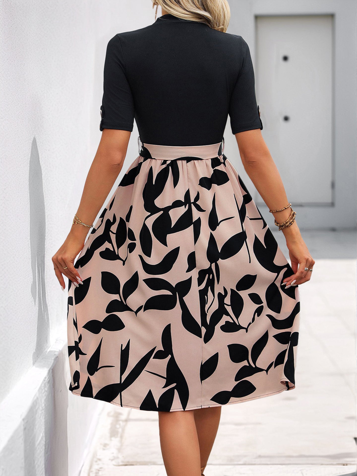 Print A-Line Midi Dress
