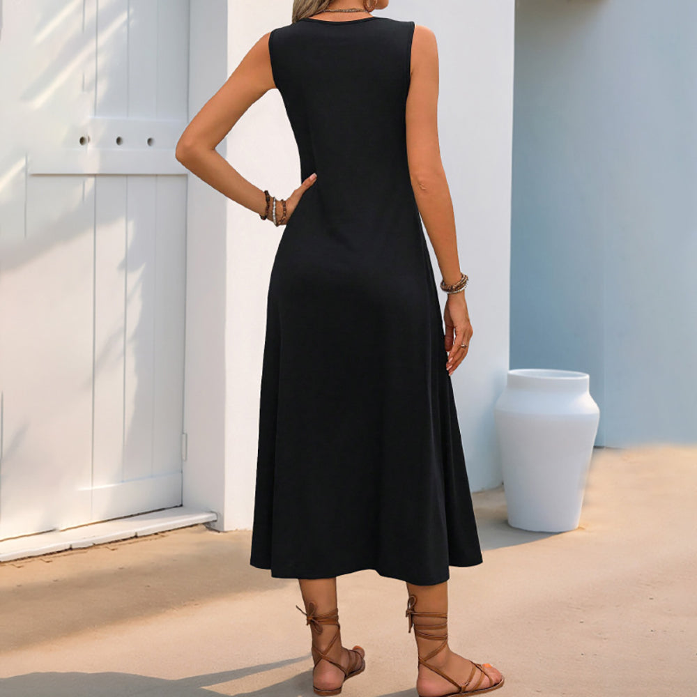 Floral Embroidered A-Line Midi Dress