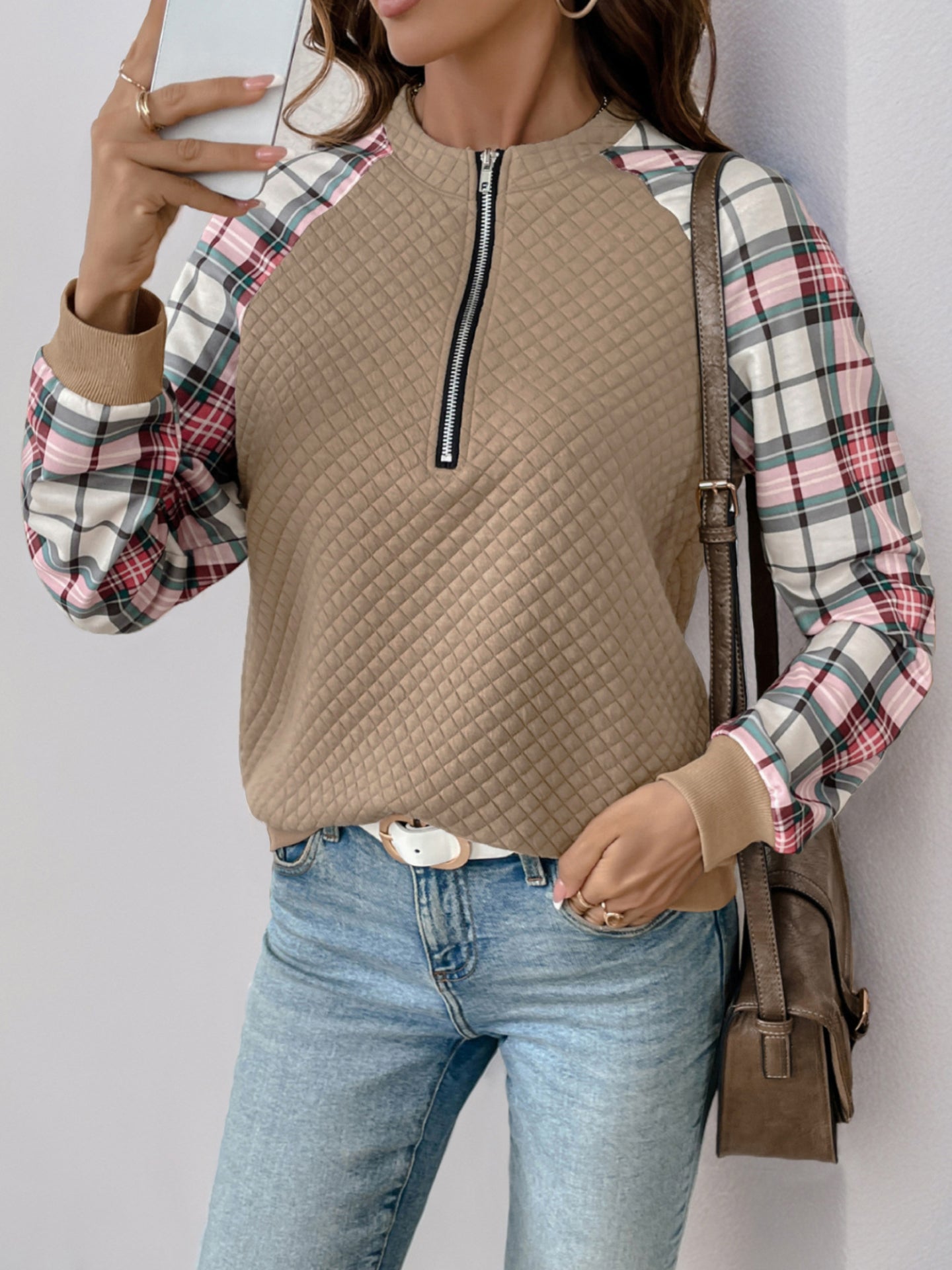 Women Self Design Pullover Sweatshirt