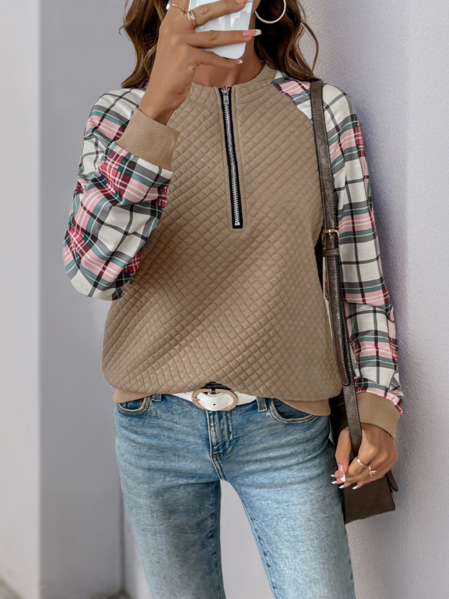 Women Self Design Pullover Sweatshirt