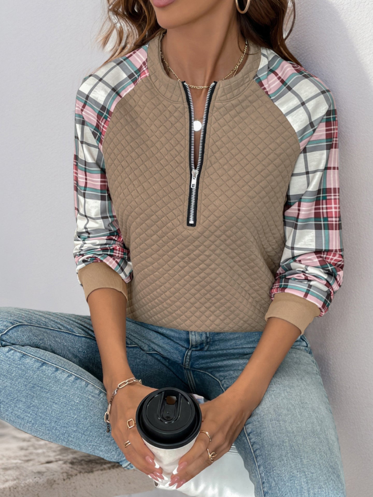 Women Self Design Pullover Sweatshirt