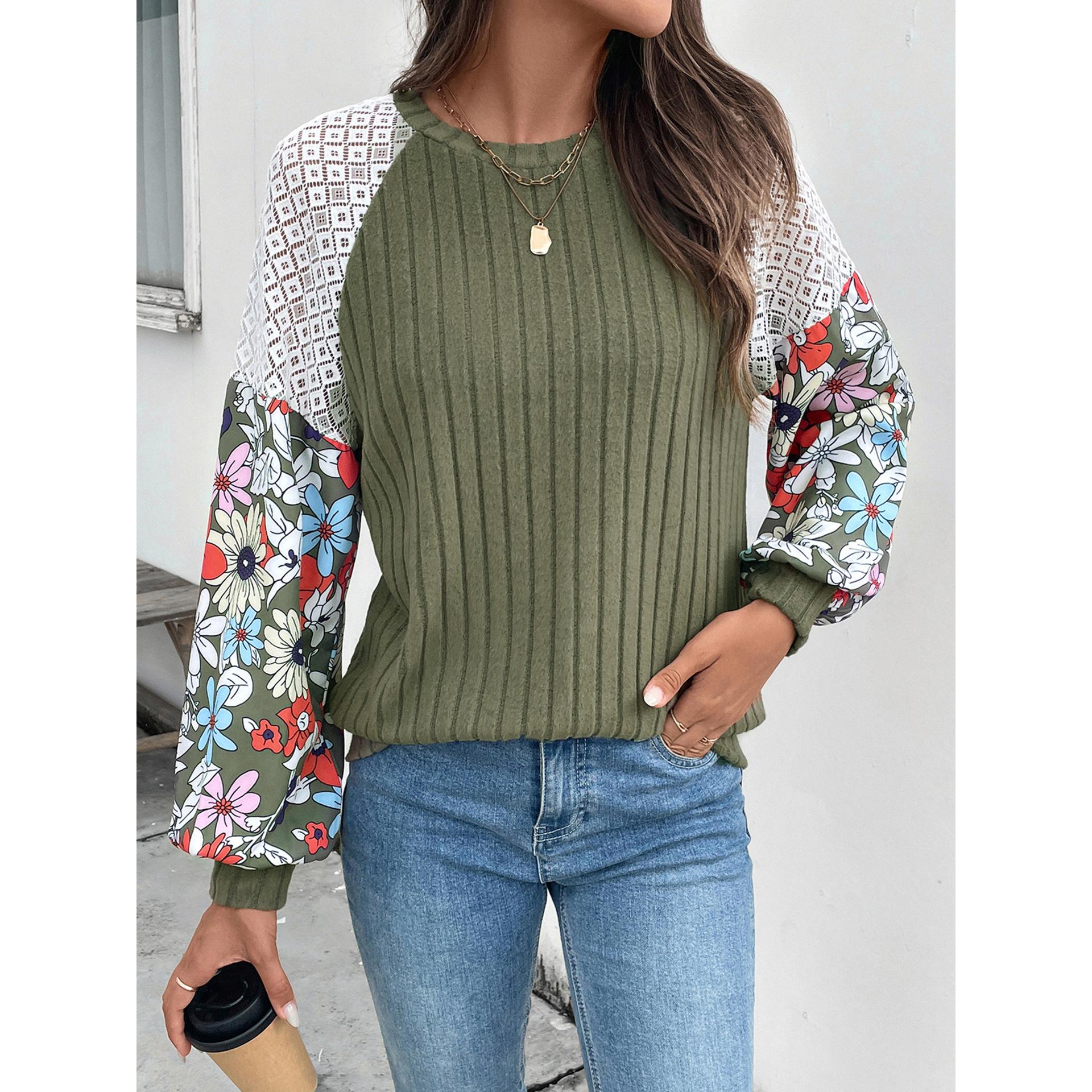 Women Colourblocked Sweatshirt With Lace Work