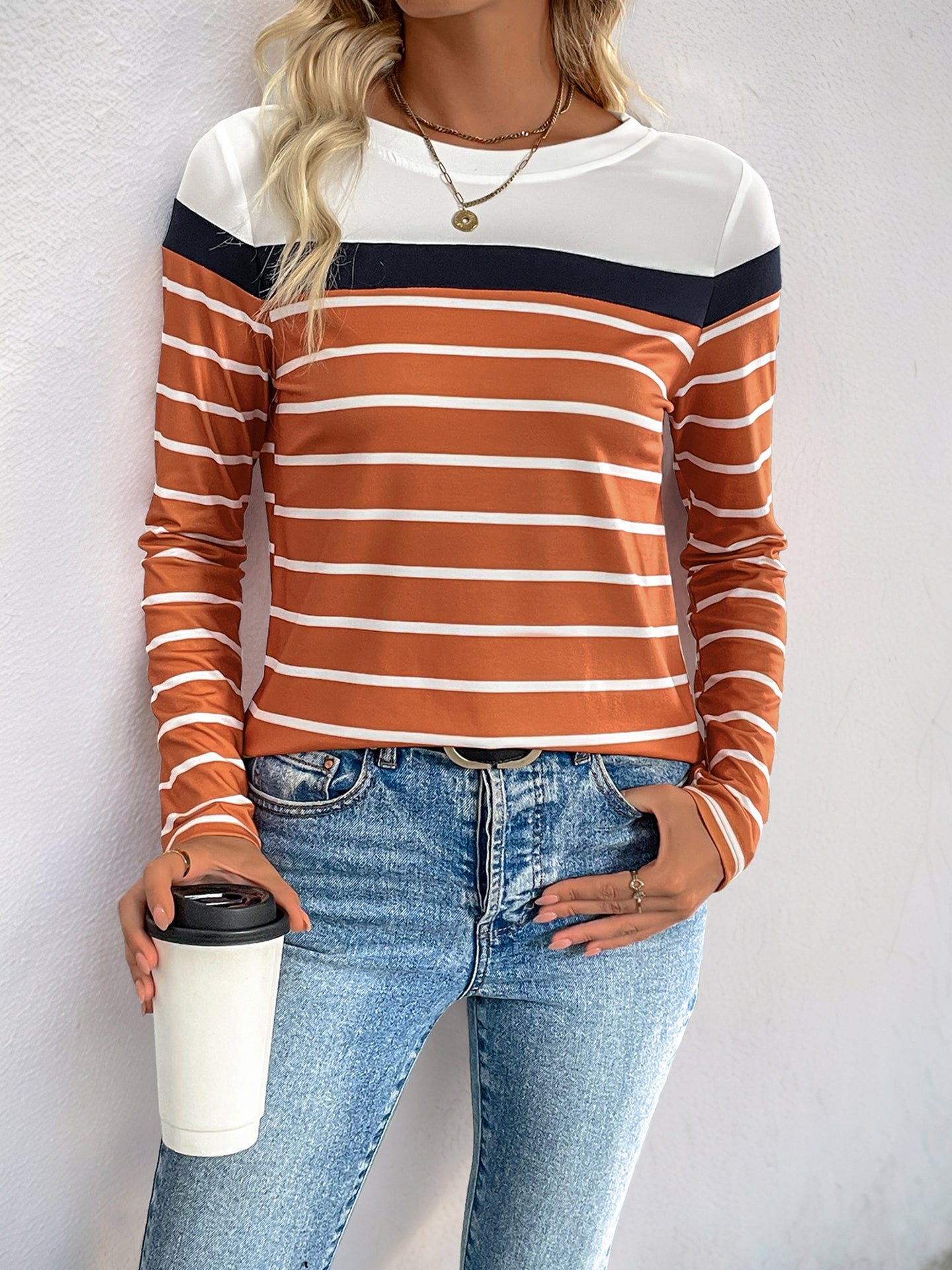 Striped Round Neck Top