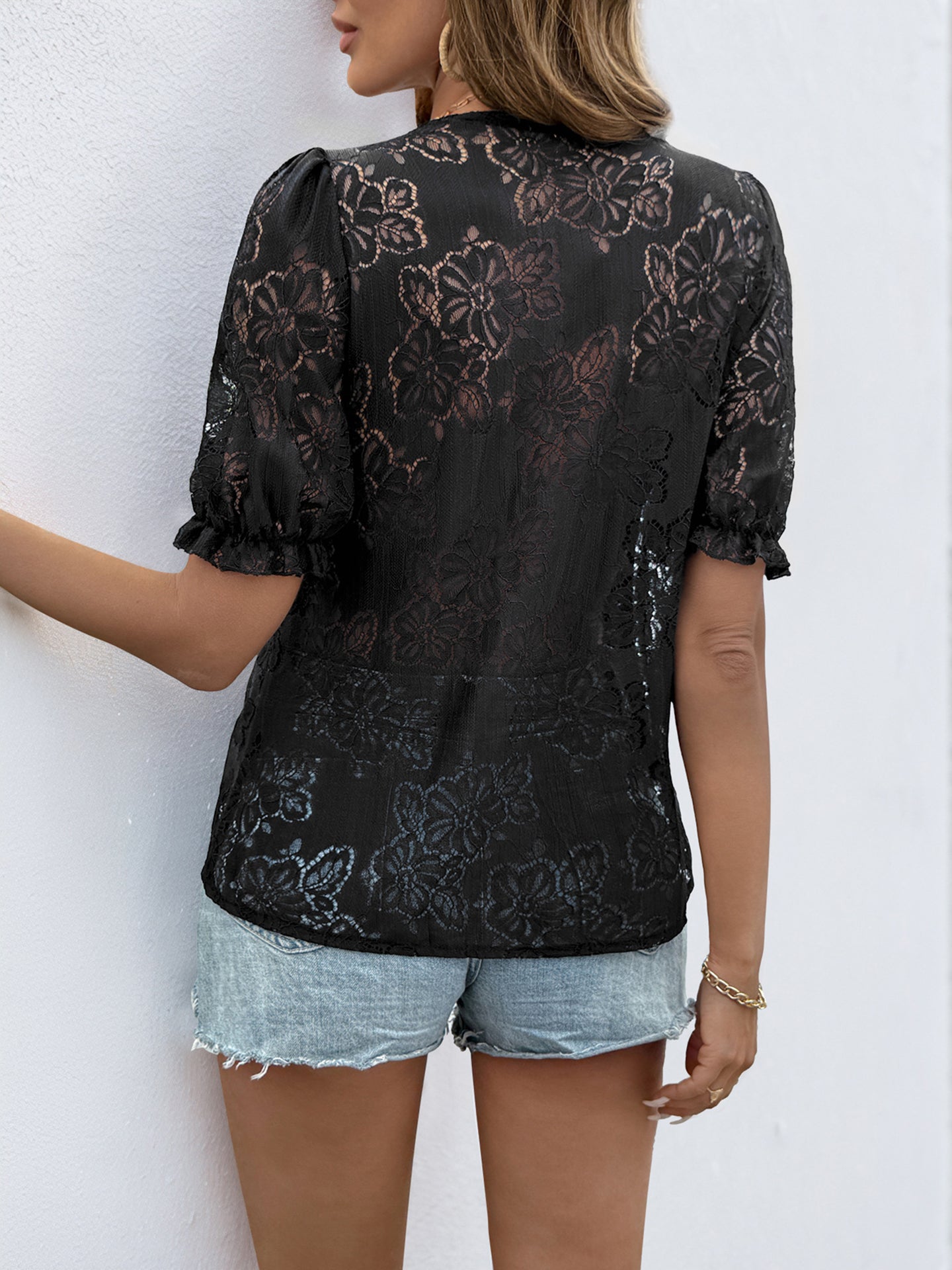 Women Shirt Style Lace Top