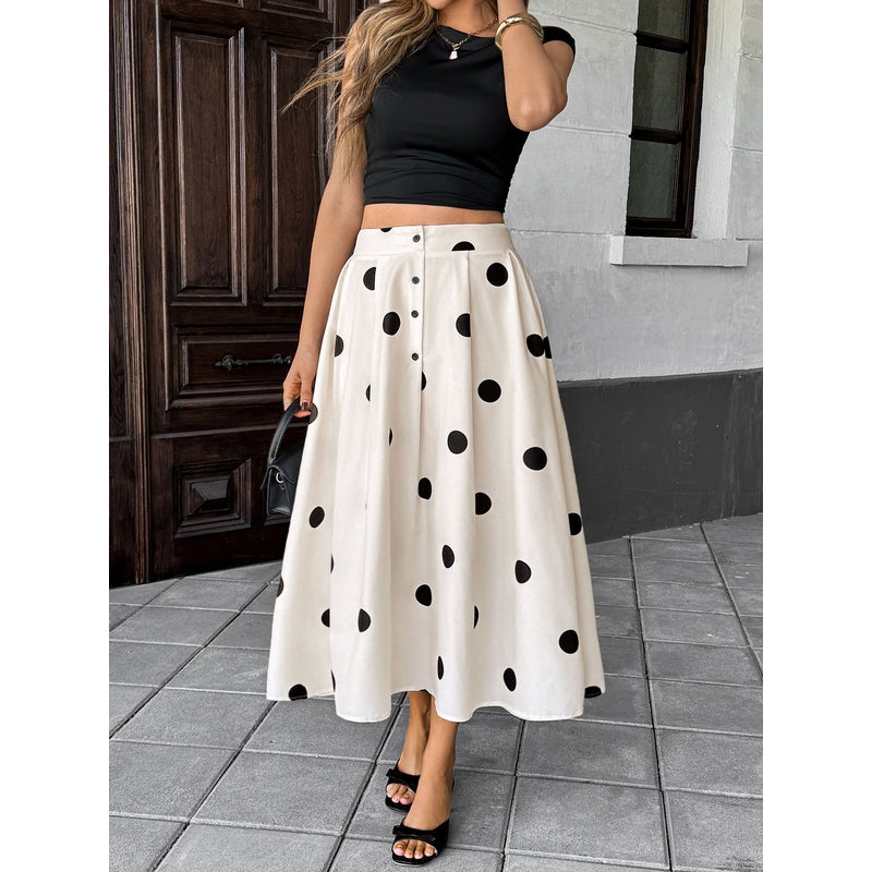 Printed Flared Midi Skirt