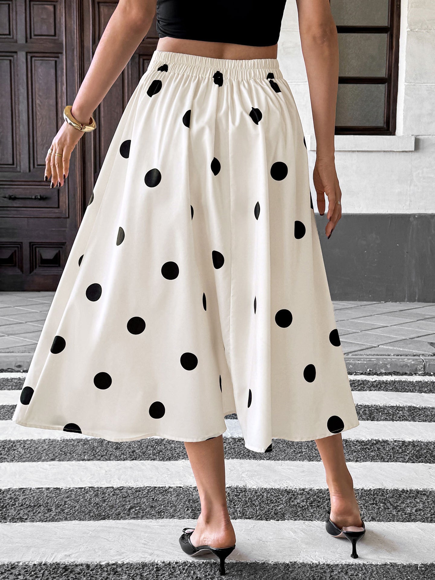 Printed Flared Midi Skirt