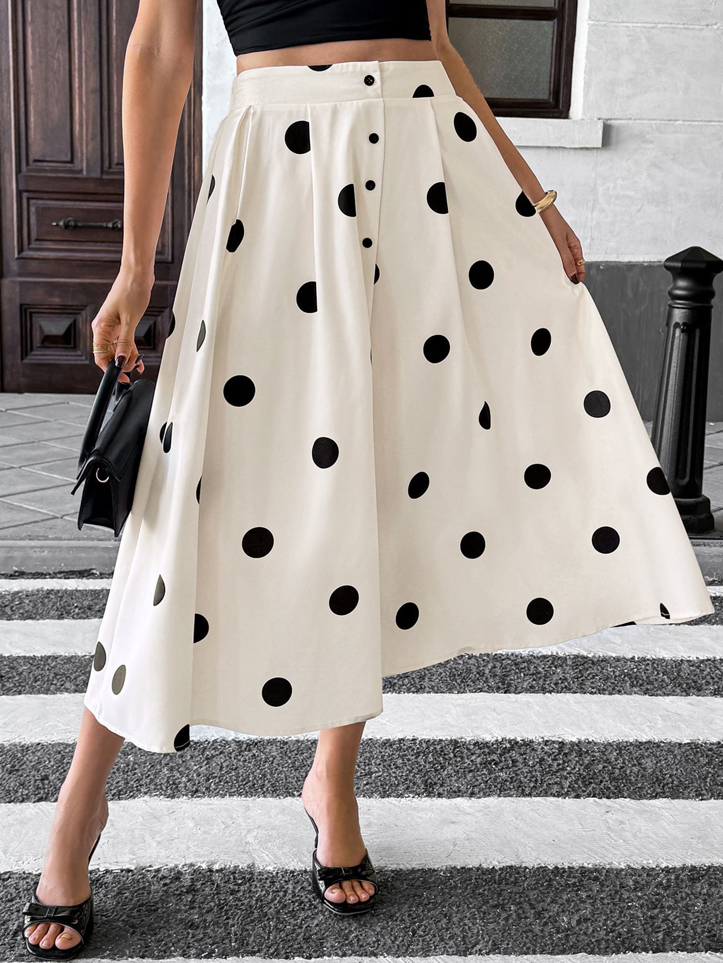 Printed Flared Midi Skirt