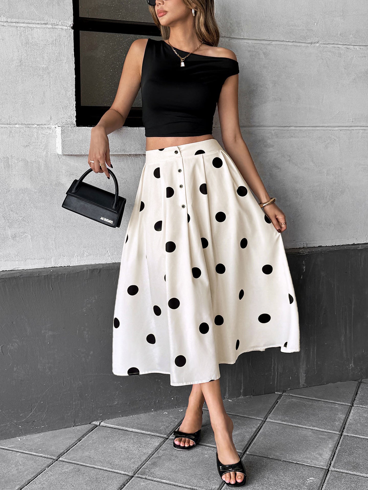Printed Flared Midi Skirt