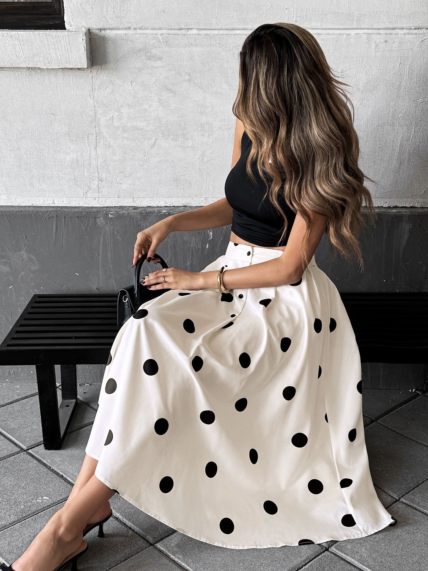 Printed Flared Midi Skirt