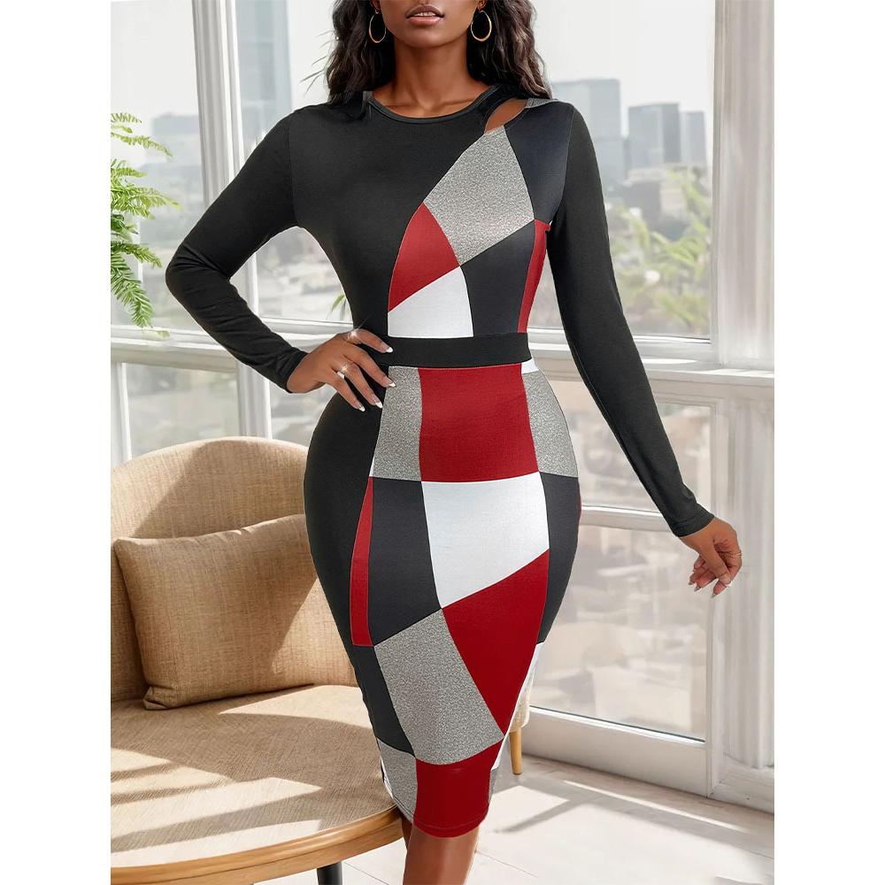 Colourblocked Cut-Out Bodycon Dress