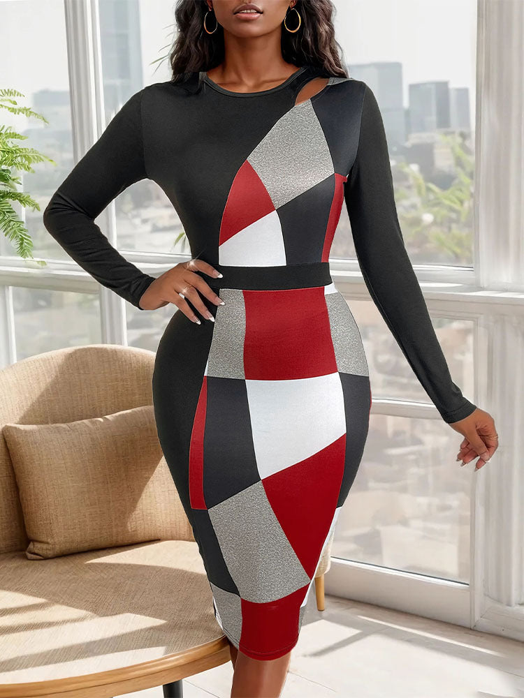 Colourblocked Cut-Out Bodycon Dress