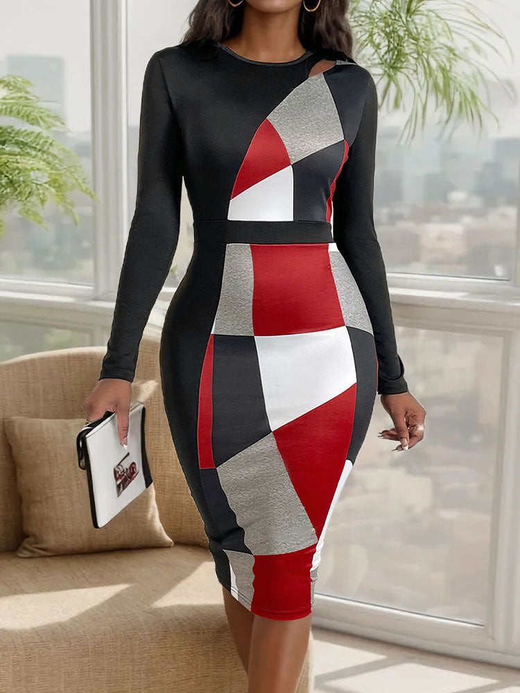 Colourblocked Cut-Out Bodycon Dress