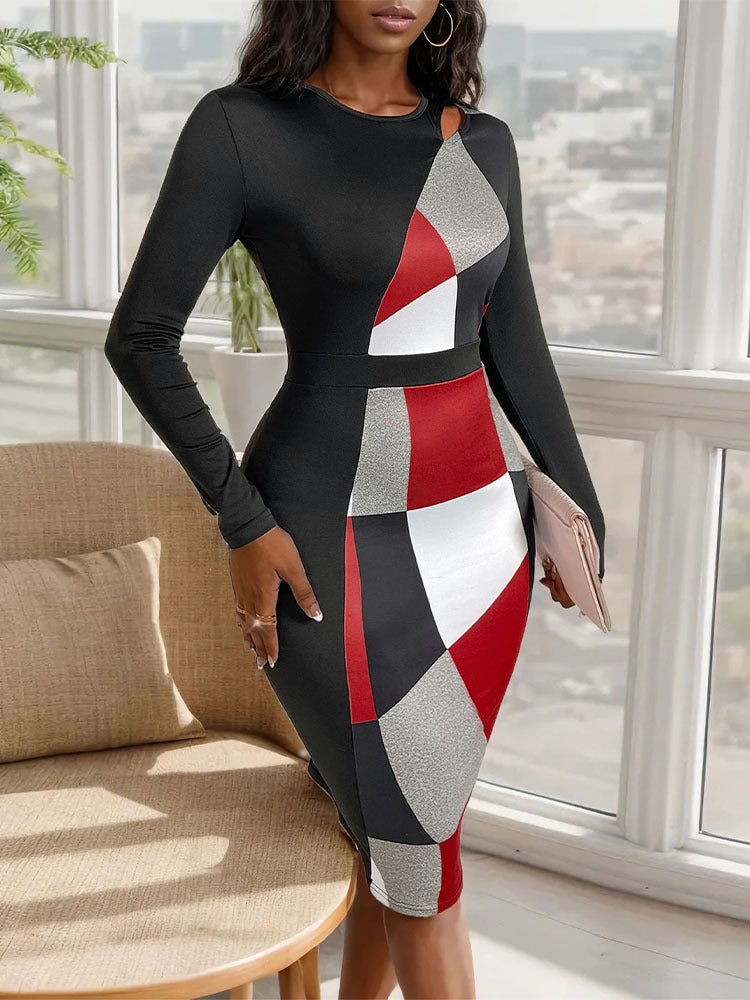 Colourblocked Cut-Out Bodycon Dress