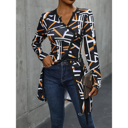 Women Abstract Printed V-Neck Top