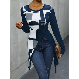 Women Abstract Printed Round Neck Top