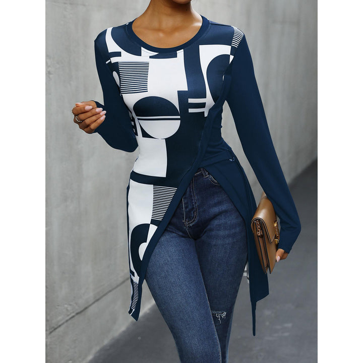 Women Abstract Printed Round Neck Top