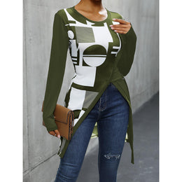 Women Abstract Printed Round Neck Top