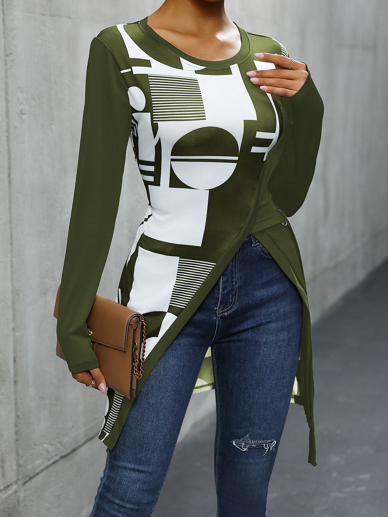 Women Abstract Printed Round Neck Top